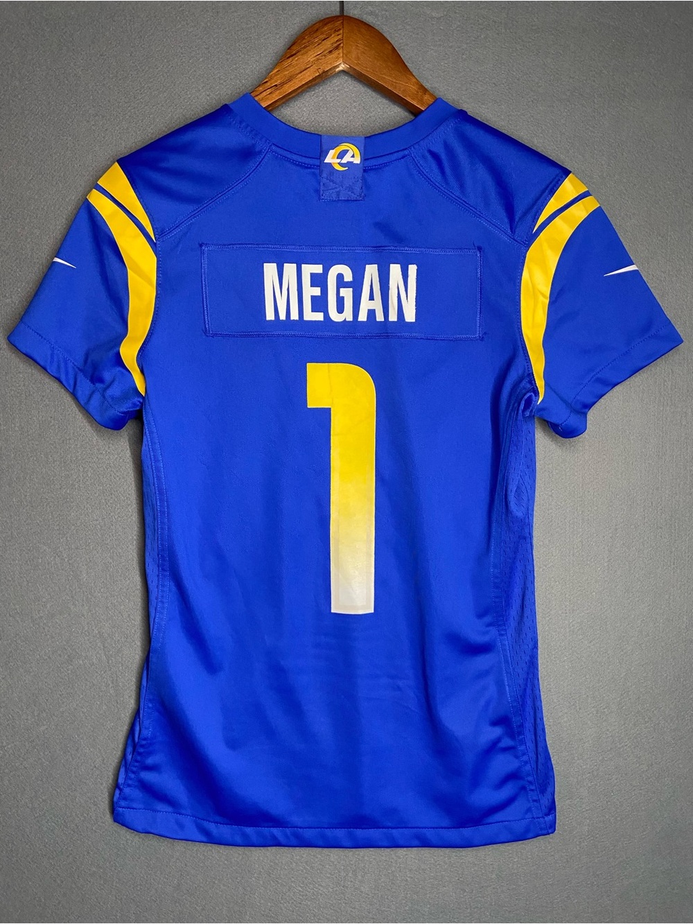 Custom Nike Women’s Los Angeles Rams MEGAN #1 Jersey